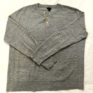 J Crew Mens Cotton Henley Sweater - Large